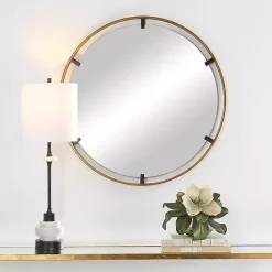 Online Kirklands Home Gold Suspended Round Wall Mirror