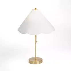 Online Kirklands Home Gold Table Lamp with Scalloped Shade White