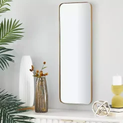 Best Kirklands Home Gold Thin Iron Frame Curved Corner Mirror