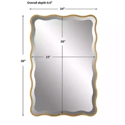 Hot Kirklands Home Gold Wood Wavy Frame Beveled Wall Mirror