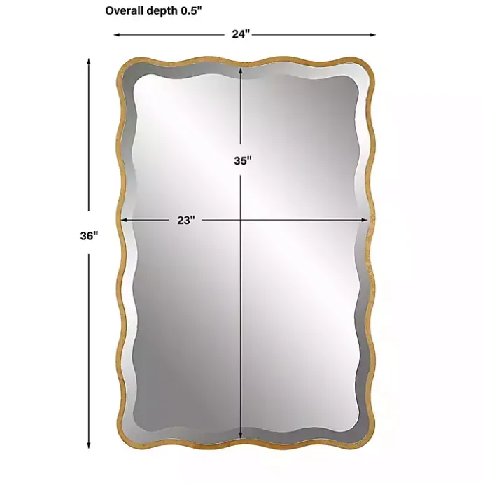 Hot Kirklands Home Gold Wood Wavy Frame Beveled Wall Mirror