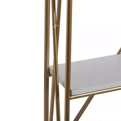 Kirklands Home Gold X-Frame Daisy White Wood Wall Shelf