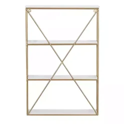 Kirklands Home Gold X-Frame Daisy White Wood Wall Shelf