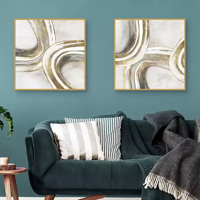 Best Kirklands Home Golden Contours Framed Canvas Art Prints, Set of 2