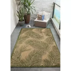 Online Kirklands Home Golden Green Palm Leaves Outdoor Area Rug, 4x7