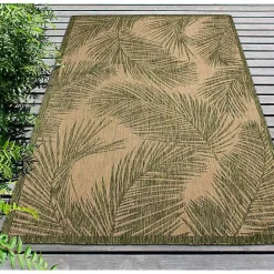 Discount Kirklands Home Golden Green Palm Leaves Outdoor Area Rug, 7x9