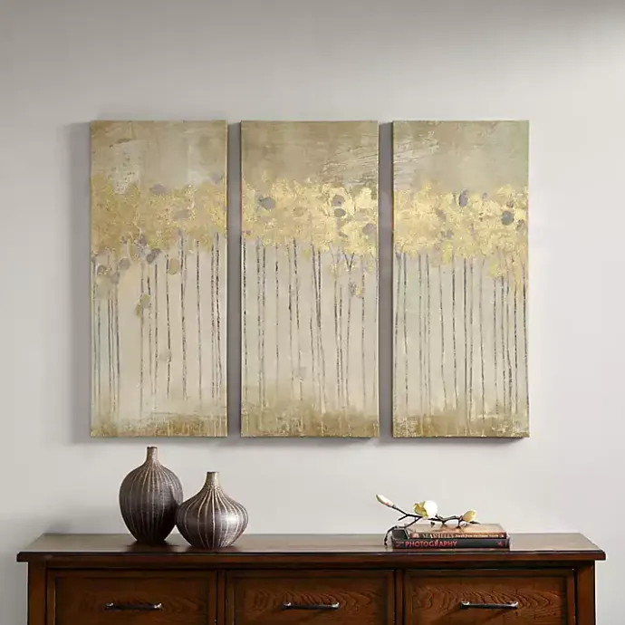 Sale Kirklands Home en Sandy Forest Canvas Art Prints, Set of 3 Gold