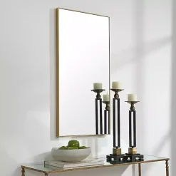 Clearance Kirklands Home Golden Simple Rectangular Frame Wall Mirror