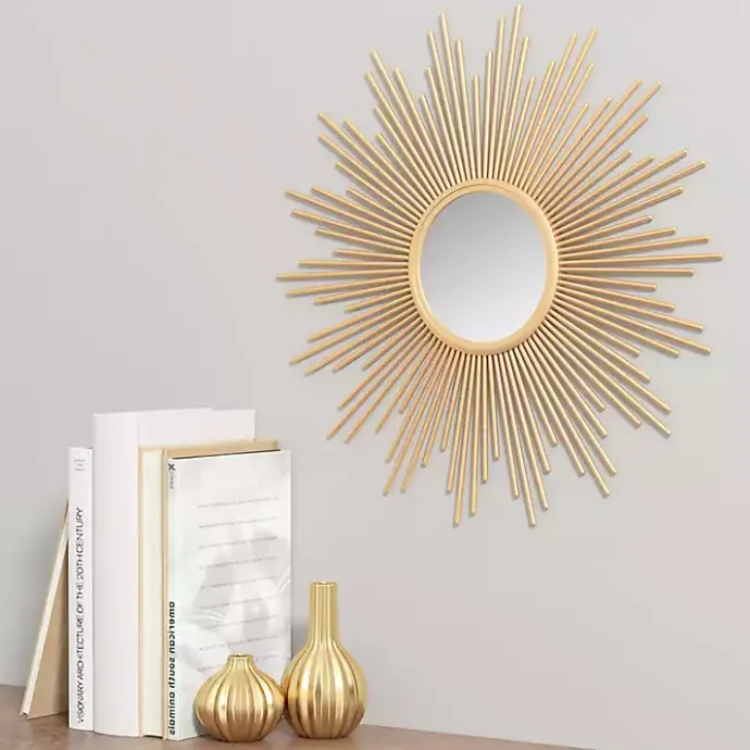 Hot Kirklands Home Golden Sunburst Small Decorative Wall Mirror