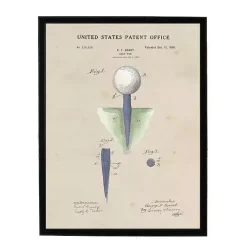 Kirklands Home Golf Tee Patent Framed Art Print Tan