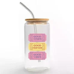 Outlet Kirklands Home Good Vibes Ticket Stub Glass Tumbler