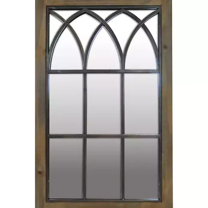 Clearance Kirklands Home Grandview Arched Windowpane Mirror Brown