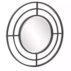 New Kirklands Home Graphite Metal Bullseye Round Wall Mirror