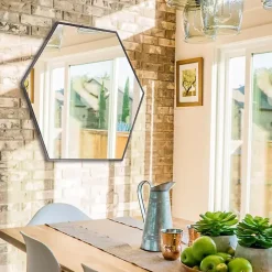 Hot Kirklands Home Graphite Metal Hexagonal Mirror