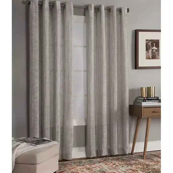 Discount Kirklands Home Graphite Stripe Single Curtain Panel, 84 in.