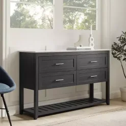 Online Kirklands Home Graphite Wood Storage Buffet with Faux Marble Top