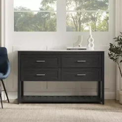 Online Kirklands Home Graphite Wood Storage Buffet with Faux Marble Top