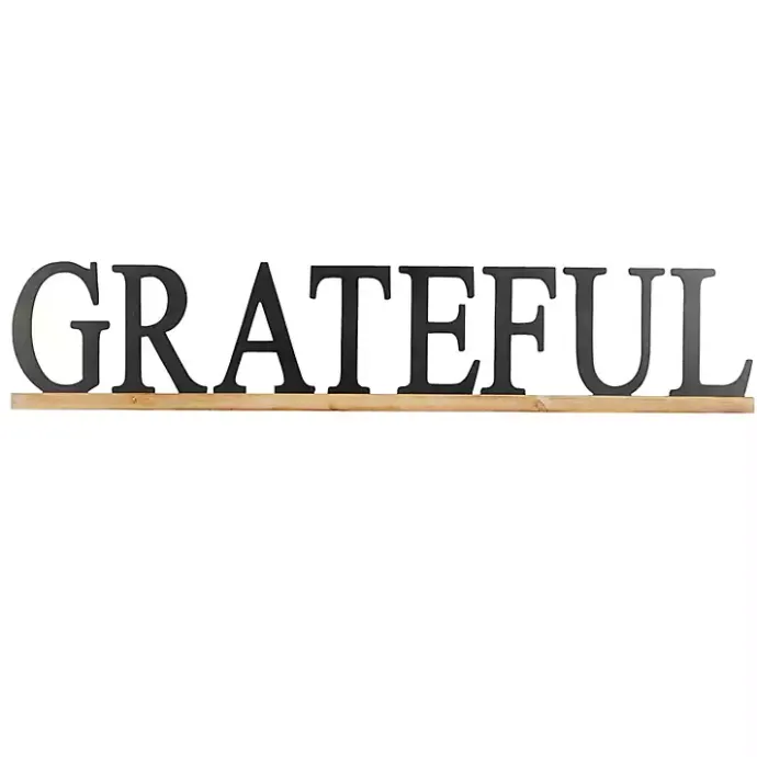 Kirklands Home Grateful Wood Wall Plaque Black