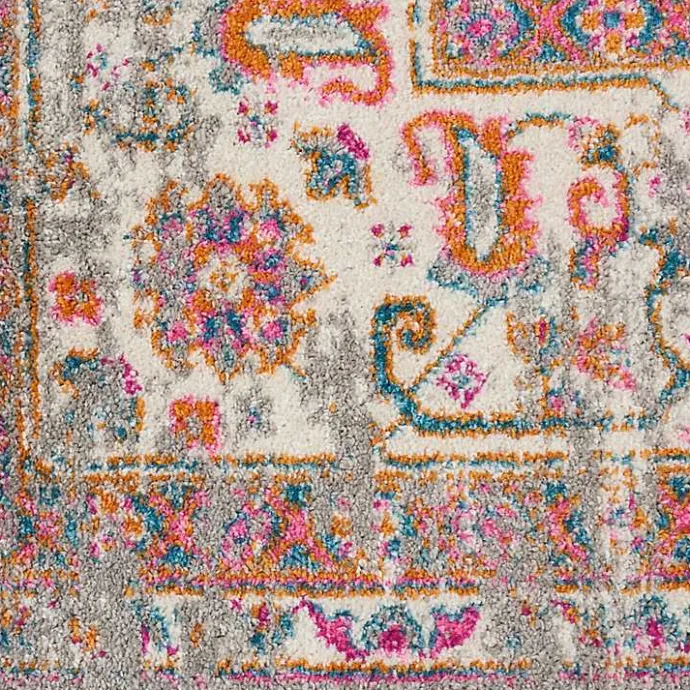 Clearance Kirklands Home Gray & Pink Central Motif Botanical Area Rug, 5x7
