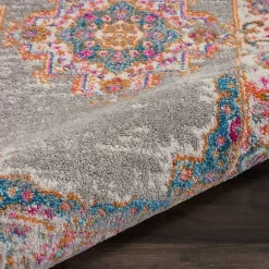 Kirklands Home Gray & Pink Central Motif Botanical Area Rug, 8x10
