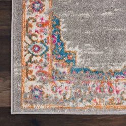 Hot Kirklands Home Gray & Pink Central Motif Botanical Area Rug, 9x12