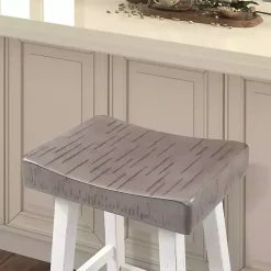 Hot Kirklands Home & White Backless Cooper Bar Stools, Set of 2 Gray