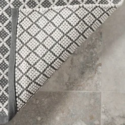 New Kirklands Home Gray & White Trellis Indoor/Outdoor Rug, 5x8