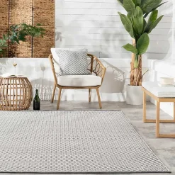 Kirklands Home Gray & White Trellis Indoor/Outdoor Runner, 3x8