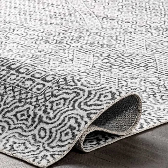 Kirklands Home Gray Abstract Pattern Washable Area Rug, 5x8