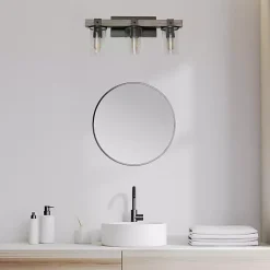 Discount Kirklands Home and Black Glass Shade Vanity Light Gray