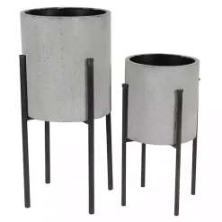 Hot Kirklands Home and Black Solid Iron Plant Stands, Set of 2 Gray
