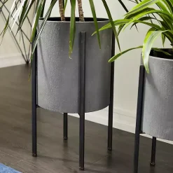 Hot Kirklands Home and Black Solid Iron Plant Stands, Set of 2 Gray