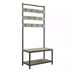 New Kirklands Home and Black Wood Bench Hall Tree Gray