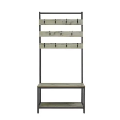 New Kirklands Home and Black Wood Bench Hall Tree Gray