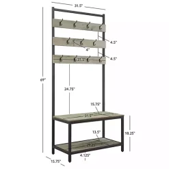 New Kirklands Home and Black Wood Bench Hall Tree Gray