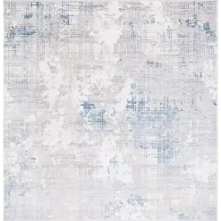 New Kirklands Home Gray and Blue Whisper Abstract Area Rug, 6x6