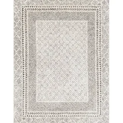 Online Kirklands Home Gray and Cream Border Harrah Area Rug, 5x7