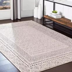 Online Kirklands Home Gray and Cream Border Harrah Area Rug, 5x7