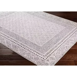 Online Kirklands Home Gray and Cream Border Harrah Area Rug, 5x7