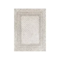 Hot Kirklands Home Gray and Cream Border Harrah Area Rug, 7x10