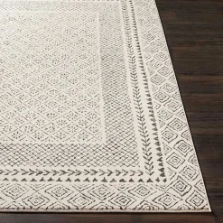 Hot Kirklands Home Gray and Cream Border Harrah Area Rug, 7x10