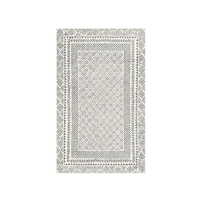 Discount Kirklands Home Gray and Cream Border Harrah Runner