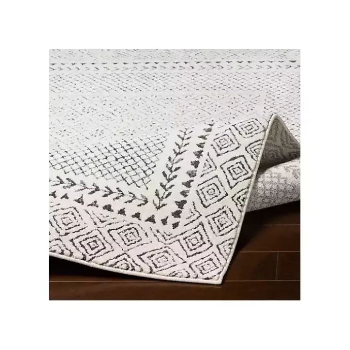 Discount Kirklands Home Gray and Cream Border Harrah Runner