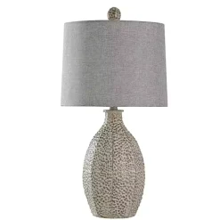 Kirklands Home and Cream Textured Table Lamp Gray