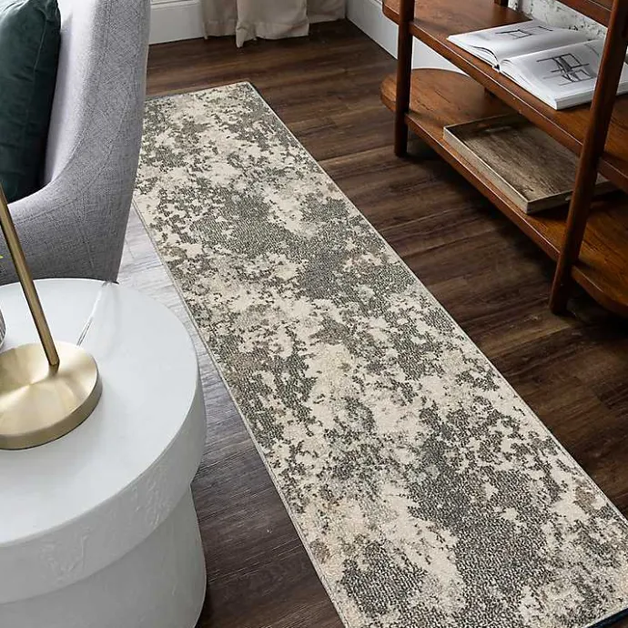 Outlet Kirklands Home Gray and Cream Wray Modern Runner, 2x8