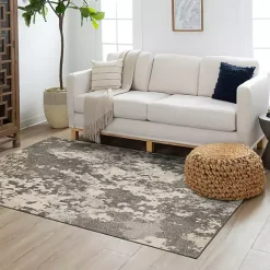 Clearance Kirklands Home Gray and Cream Wray Modern Area Rug, 5x8