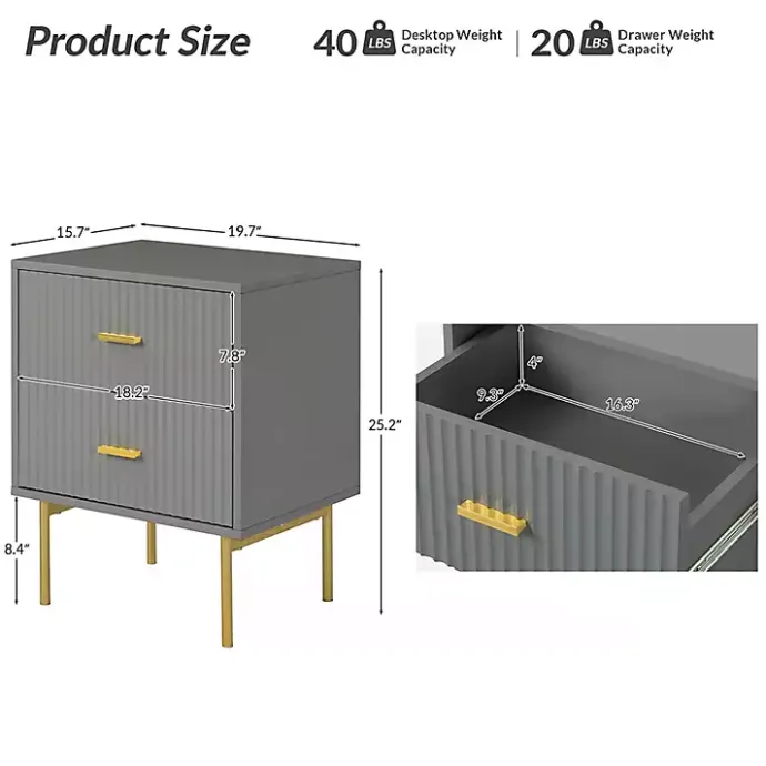 Sale Kirklands Home and Gold Modern Ceandro Nightstand Gray