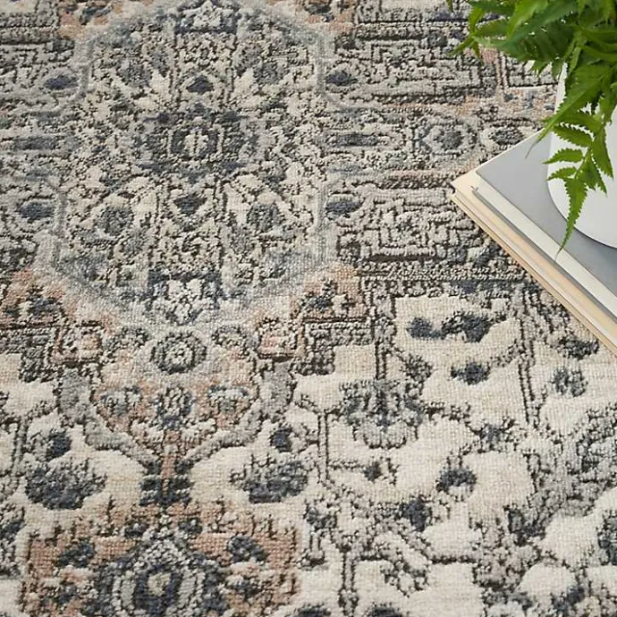 New Kirklands Home and Ivory Nadia Medallion Area Rug, 5x7 Gray