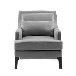 Discount Kirklands Home and Ivory Trim Upholstered Armchair Gray