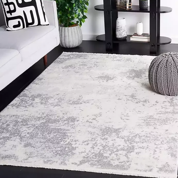 Sale Kirklands Home Gray and Ivory Whisper Abstract Area Rug, 5x7